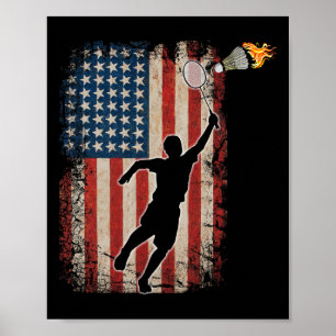 Poster American Flag Volant de badminton Art Sports 1