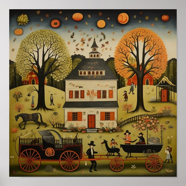Poster American Folk Art Grande Maison Blanche (Devant)