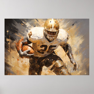 Poster American Football Action Sport Peinture Abstraite