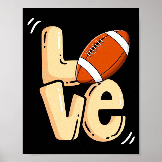 Poster American Football Love Valentines Rugby Srts Pl _1 (Devant)