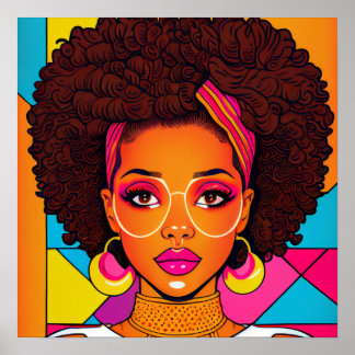 Poster American Girls in Pop Art Style des années 80 : Co