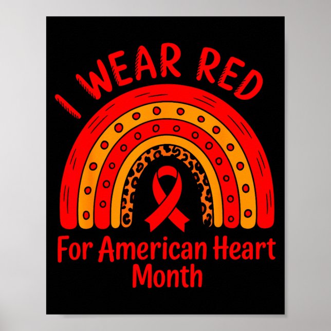 Poster American Heart Disease Awareness Month Ribbon Red  (Devant)