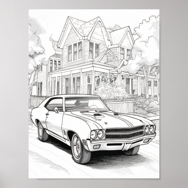 Poster American Muscar Coloration adulte (Devant)
