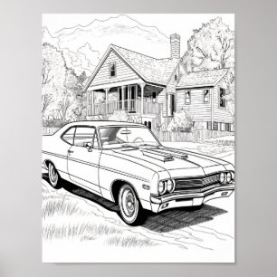 Poster American Muscar Coloration adulte
