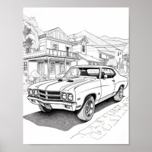 Poster American Muscar Coloration adulte