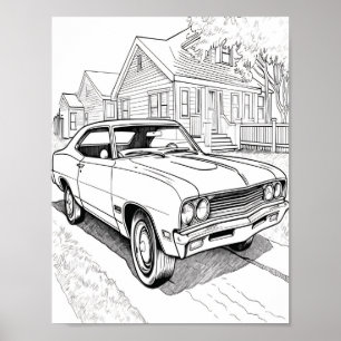Poster American Muscar Coloration adulte