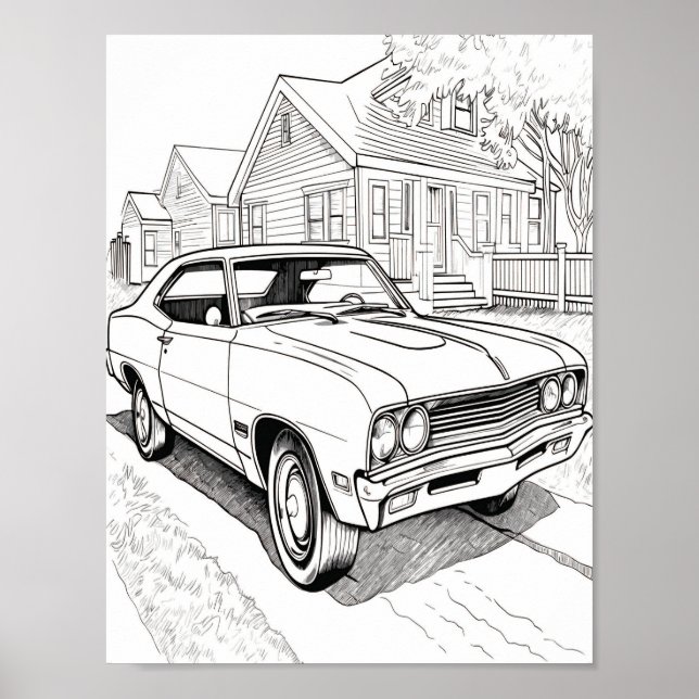 Poster American Muscar Coloration adulte (Devant)