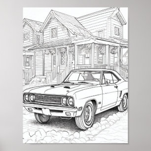Poster American Muscar Coloration adulte