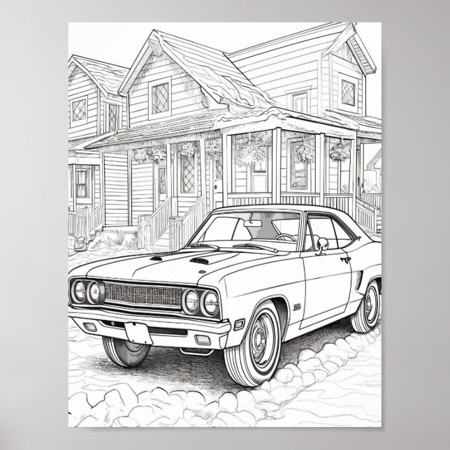 Poster American Muscar Coloration adulte (Devant)