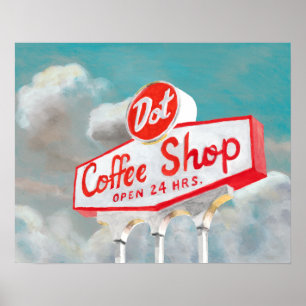 Poster American Roadside Coffee Shop Sign