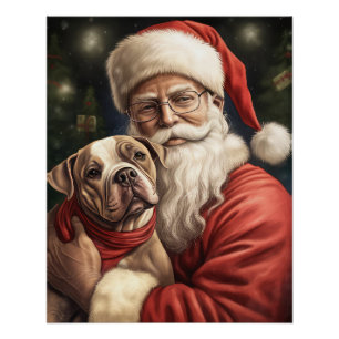 Poster American Staffordshire avec Noël au Père Noël