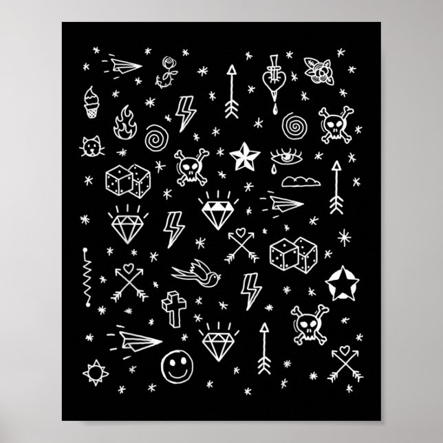 Poster American Tattoo Flash, Tattoo Designs traditionnel (Devant)