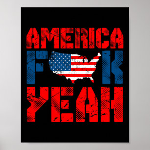 Poster American Usa Drapeau Amérique Ouais Drôle 4 juille