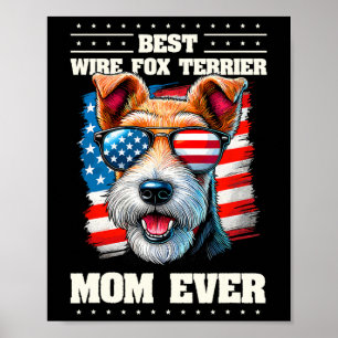 Poster American Usa Flag Wire Fox Terrier 4 juillet Pat