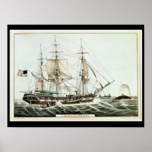 Poster American Whaler, gravée par Nathaniel Currier