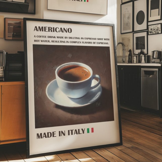 Poster Americano Coffee Wall Art, Italien Espresso Boire (Americano art)