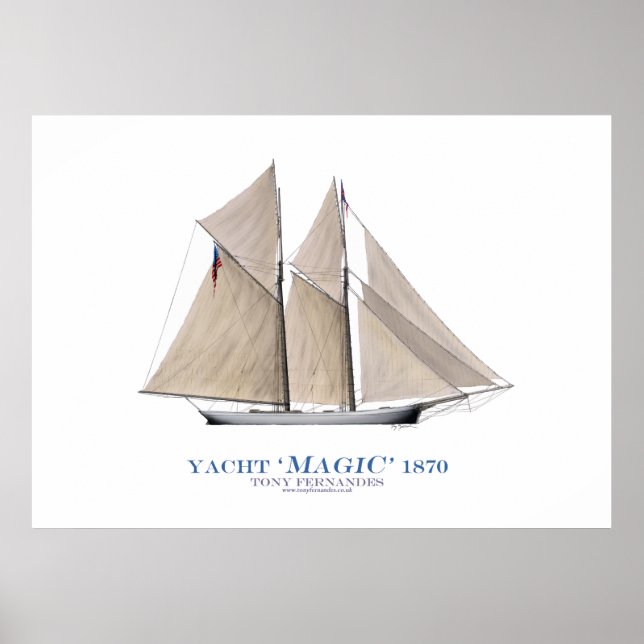 Poster americas cup yacht 'magic' 1870, tony fernandes (Devant)