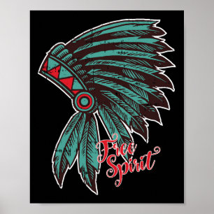 Poster Amérindien Free Spirit Awesome Hallowe