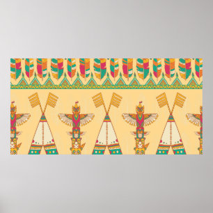 Poster Amérindiens amérindiens sans couture pat