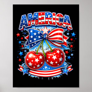 Poster Amérique cerise arc étoiles rayures États-Unis 4 j
