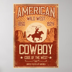Poster Amérique Cowboy Wild West