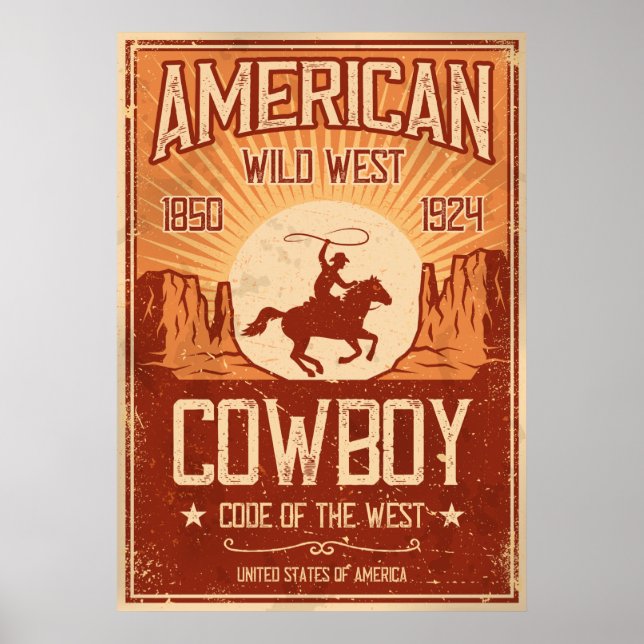 Poster Amérique Cowboy Wild West (Devant)
