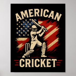 Poster Amérique Cricket Américain États-Unis Joueur Homme