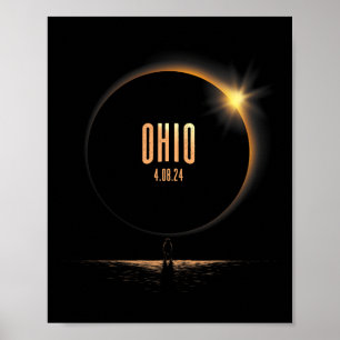 Poster Amérique du Nord Total Éclipse Solaire 2024 Ohio U