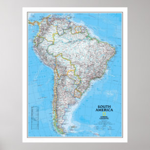 Poster " Amérique du Sud : Carte classique 2007 ...