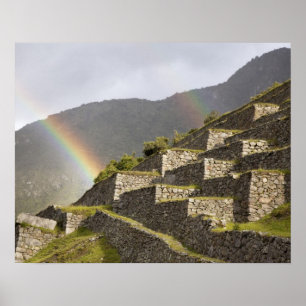 Poster Amérique du Sud, Pérou, Machu Picchu. Arcs-en-ciel