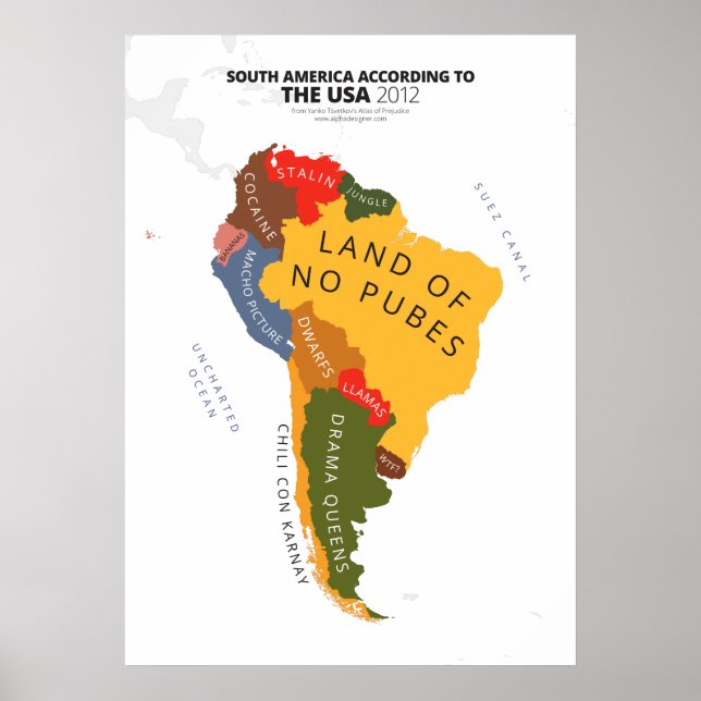 Poster Amérique du Sud Selon les États-Unis (Devant)