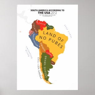 Poster Amérique du Sud Selon les États-Unis