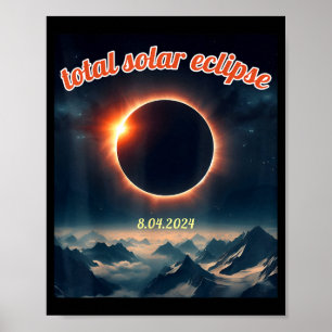 Poster Amérique éclipse solaire texas 4.8.24 éclipse sola