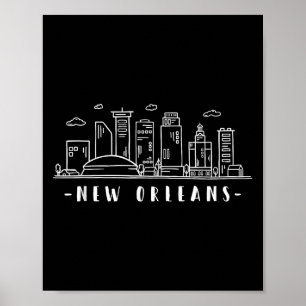 Poster Amérique Louisiane Nouvelle-Orléans Skyline Silhou