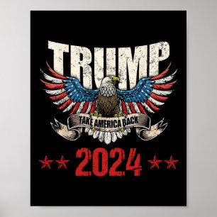 Poster Amérique Retour US Drapeau Américain Trump 2024 Ho