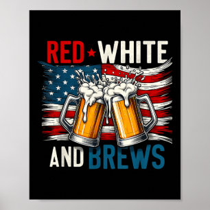 Poster Amérique Rouge Blanc Et Brew Quart Des Amateurs De