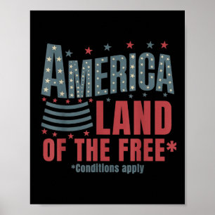 Poster Amérique Terre De La Liberté Patriotique 4 Juillet
