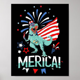 Poster Amerisaurus Rex Jour de l'indépendance du drapeau 