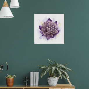Poster Améthyste Lotus Art Print de Géométrie Sacrée Sp