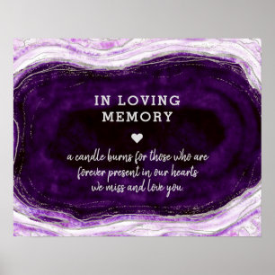 Poster Améthyste Violet & Argent Panneau À la mémoire de 