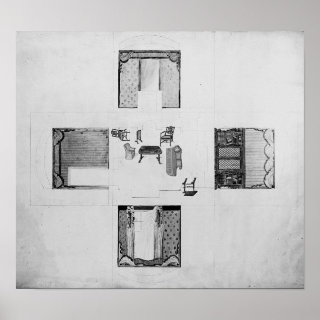 Poster Ameublement pour un petit salon (Devant)