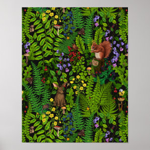 Poster Amimies et plantes des bois
