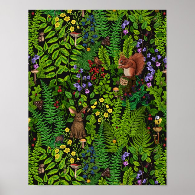 Poster Amimies et plantes des bois (Devant)