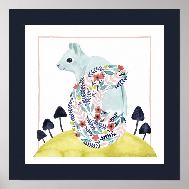 Poster Amis de Clementine | Écureuil d'art populaire (Devant)