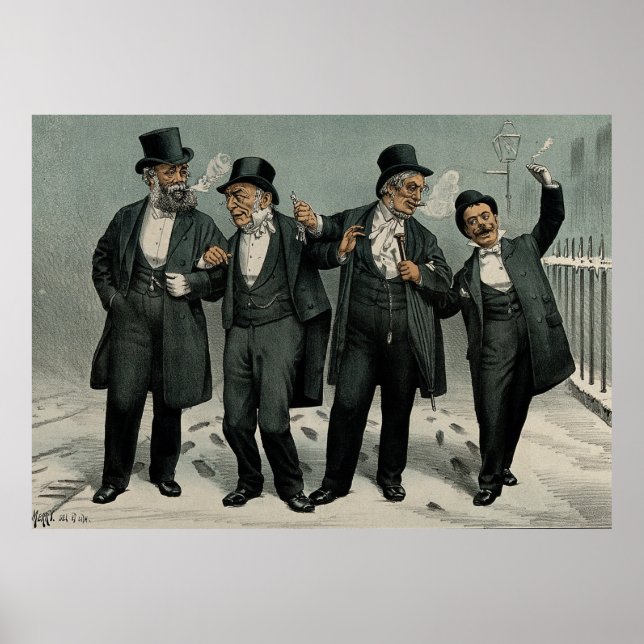 Poster Amis Joyeux Noël Fête Vintage (Devant)