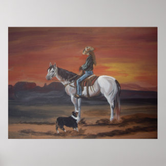 Poster Amis partageant un coucher de soleil