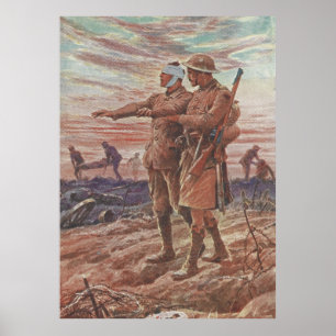 Poster Amitié de guerre sur le champ de bataille Un solda