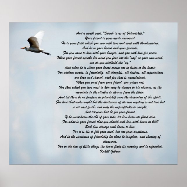 Poster Amitié par Kahlil Gibran (Devant)