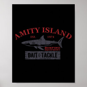 Poster Amity Island Byit And Tackle Pêche Rétro 
