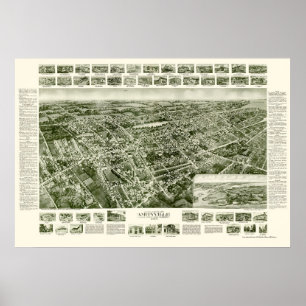 Poster Amityville, NY Carte panoramique - 1925